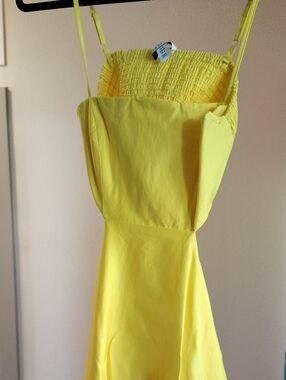 Topshop Bright Yellow Smocked Mini Dress( This Is A Beautiful)